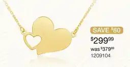 Charm Diamond 10K Yellow Gold Double Heart 18 Necklace offer