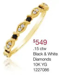 Charm Diamond 0.15CTW Black & White Diamond Stackable Ring in 10K Yellow Gold offer