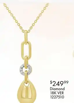 Charm Diamond Diamond Paperclip Pendant in 18K Yellow Gold Vermeil offer