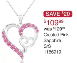 Charm Diamond Sterling Silver Created Pink Sapphire Heart Necklace offer