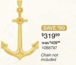 Charm Diamond 10K Yellow Gold Anchor Pendant offer