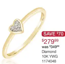 Charm Diamond 10K Yellow & White Gold Diamond Heart Ring offer