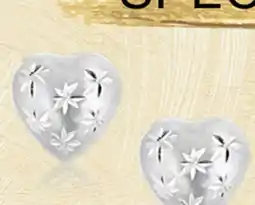 Charm Diamond 10K White Gold Diamond Cut Heart Studs offer