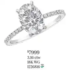 Charm Diamond Above Love Lab Grown 3.16CTW Oval Diamond Ring in 18K White Gold offer