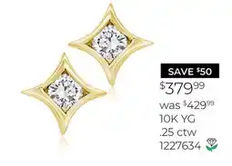 Charm Diamond New Brilliance Lab Grown 0.25CTW Diamond Solitaire Earrings in 10K Yellow Gold offer