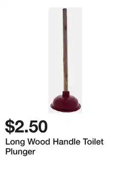 Dollarama Long Wood Handle Toilet Plunger offer