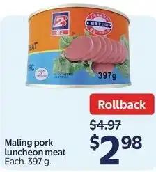 Walmart Maling pork luncheon meat offer