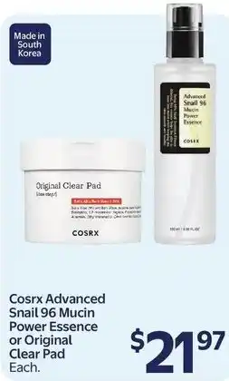 Walmart Cosrx Advanced Snail 96 Mucin Power Essence or Original Clear Pad offer