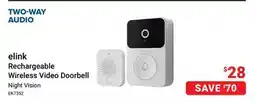 Visions Electronics elink Rechargeable Wireless Video Doorbell offer