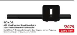 Visions Electronics SONOS ARC Ultra Premium Smart Soundbar + Sub 4 Premium Wireless Subwoofer offer