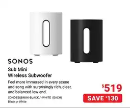 Visions Electronics SONOS Sub Mini Wireless Subwoofer offer