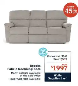 La Z Boy Brooks Fabric Reclining Sofa offer