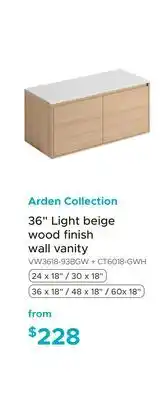 Bath Depot Arden Collection 36 Light beige wood finish wall vanity offer