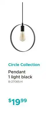 Bath Depot Circle Collection Pendant 1 light black offer