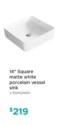 Bath Depot 14 Square matte white porcelain vessel sink offer