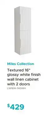 Bath Depot Miles Collection Textured 16 glossy white finish wall linen cabinet with 2 doors offer