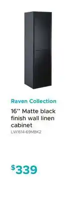 Bath Depot Raven Collection 16 Matte black finish wall linen cabinet offer