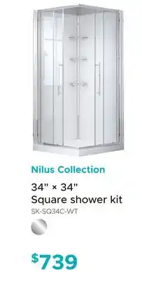 Bath Depot Nilus Collection 34 × 34 Square shower kit offer