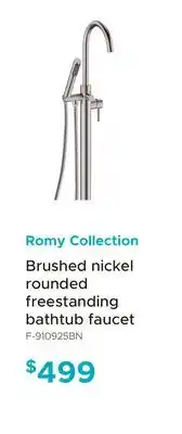 Bath Depot Romy Collection Brushed nickel rounded freestanding bathtub faucet offer