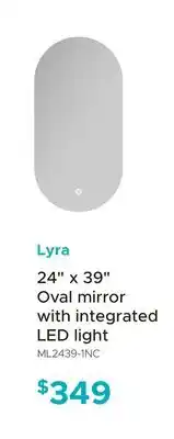Bath Depot Lyra 24 x 39 Oval mirror with integrated LED light offer