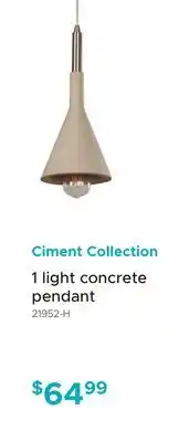 Bath Depot Ciment Collection 1 light concrete pendant offer
