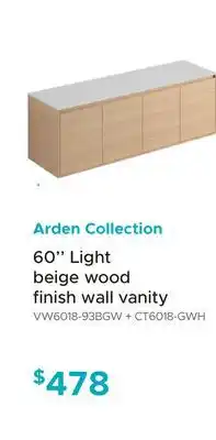 Bath Depot Arden Collection 60'' Light beige wood finish wall vanity offer
