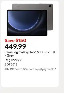 Staples Samsung Galaxy Tab S9 FE - 128GB - Grey offer