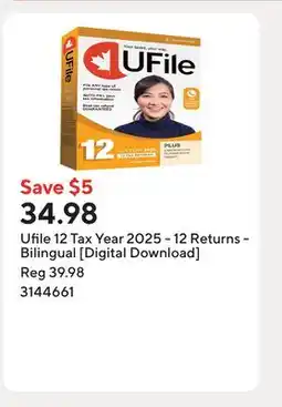 Staples Ufile 12 Tax Year 2025 - 12 Returns - Bilingual [Digital Download] offer