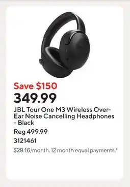 Staples JBL Tour One M3 Wireless Over-Ear Noise Cancelling Headphones - Black offer