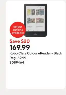 Staples Kobo Clara Colour eReader - Black offer