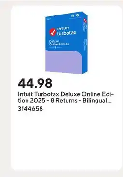Staples Intuit Turbotax Deluxe Online Edition 2025 - 8 Returns - Bilingual [Digital Download] offer