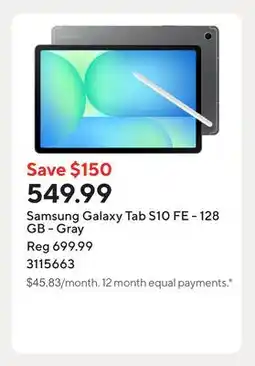 Staples Samsung Galaxy Tab S10 FE - 128 GB - Gray offer