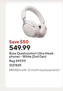Staples Bose Quietcomfort Ultra Headphones - White (2nd Gen) offer