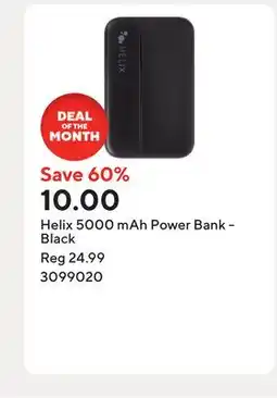 Staples Helix 5000 mAh Power Bank - Black offer