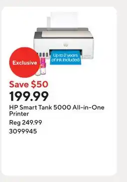 Staples HP Smart Tank 5000 All-in-One Printer offer
