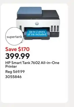Staples HP Smart Tank 7602 All-in-One Printer offer