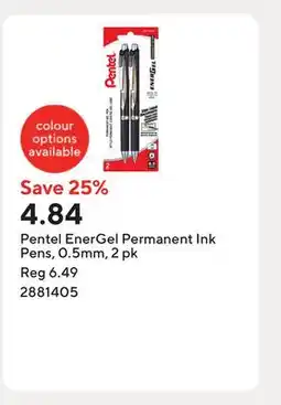 Staples Pentel EnerGel Permanent Ink Pens, 0.5mm offer