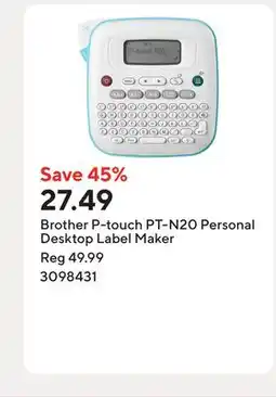 Staples Brother P-touch PT-N20 Personal Desktop Label Maker offer