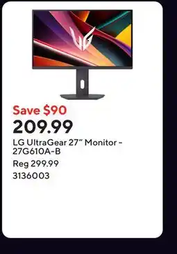 Staples LG UltraGear 27 Monitor - 27G610A-B offer