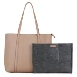 Staples Bugatti PURE Vegan Leather Business Tote Bag with Removable Organizer for 14.1 Laptop/Tablet - Taupe offer