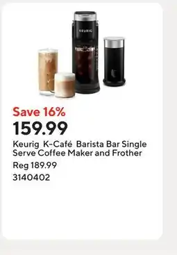 Staples Keurig K-CafÈ Barista Bar Single Serve Coffee Maker and Frother offer