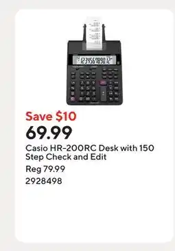 Staples Casio HR-200RC Desk with 150 Step Check and Edit offer