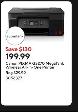 Staples Canon PIXMA G3270 MegaTank Wireless All-in-One Printer offer
