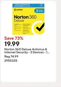 Staples Norton 360 Deluxe Antivirus & Internet Security - 3 Devices - 1 Year Subscription [Digital Download] offer