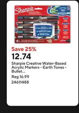 Staples Sharpie Creative Water-Based Acrylic Markers - Earth Tones - Bullet Tip - Assorted Colours offer