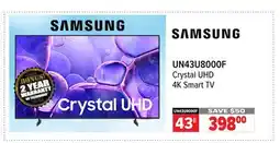 2001 Audio Video SAMSUNG UN43U8000F Crystal UHD 4K Smart TV 43 offer