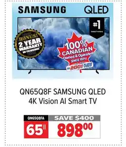2001 Audio Video QN65Q8F SAMSUNG 65 QLED 4K Vision AI Smart TV offer