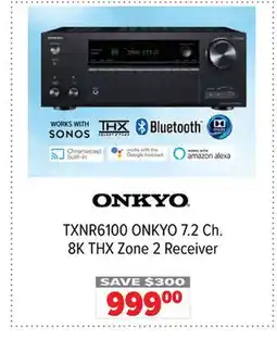 2001 Audio Video TXNR6100 ONKYO 7.2 Ch. 8K THX Zone 2 Receiver offer