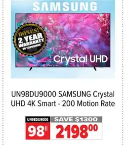 2001 Audio Video UN98DU9000 SAMSUNG Crystal UHD 4K Smart - 200 Motion Rate offer
