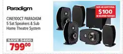 2001 Audio Video CINE100CT PARADIGM 5 Sat Speakers & Sub Home Theatre System offer